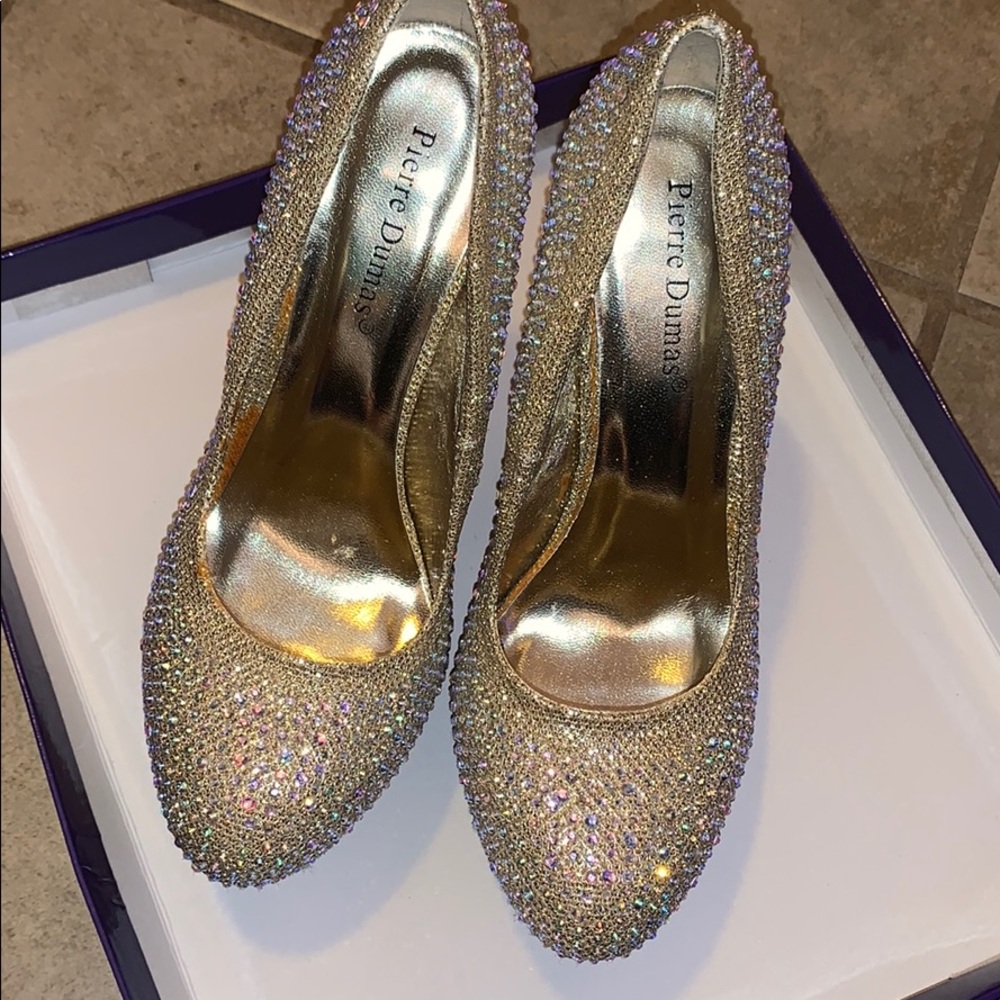Sparkly gold with rhinestones heels